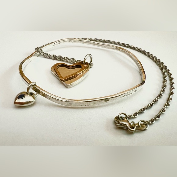 4 James Avery items amethyst heart wavy bangle double bronze silver pendant - Picture 2 of 8